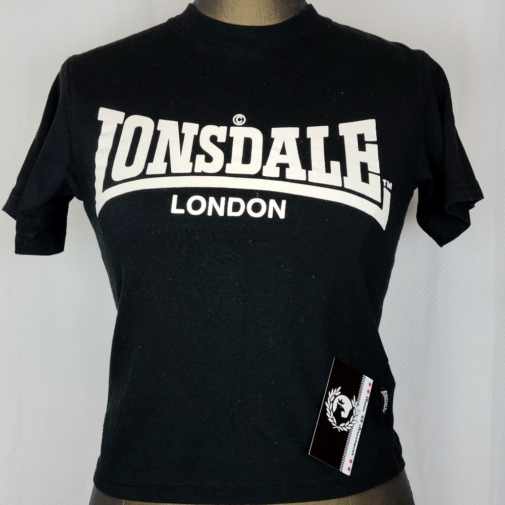 Lonsdale London Black T-shirt Women XS S Oi Ska Skingirl Punk Mod Pirate69
